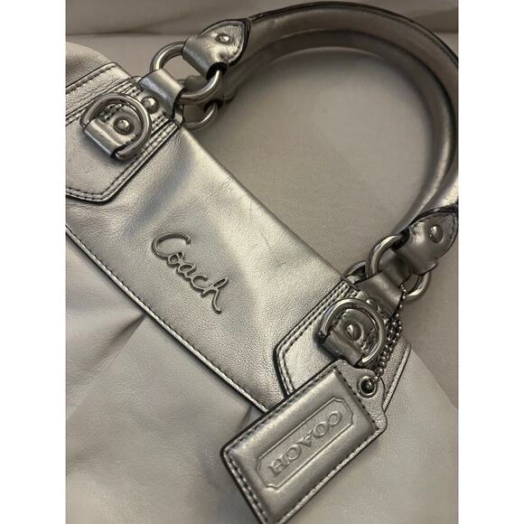Coach Ashley Leather Satchel,  F15445 model in white and silver - Picture 3 of 9